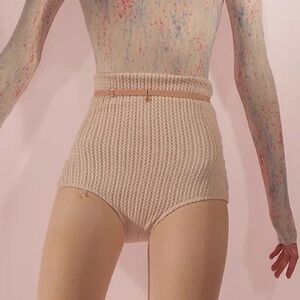 Just A Corpse knit warm ivory briefs with waist strap